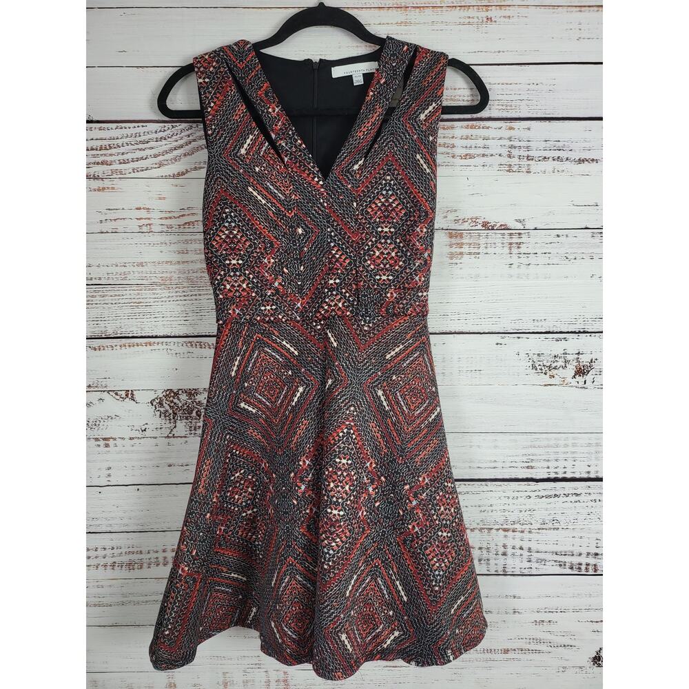 Fourteenth Place Mini Dress‎ XS Womens V Neck Sleeveless Multicolor Back Zip